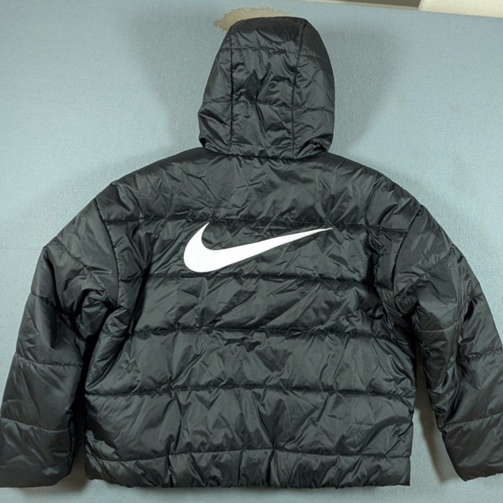 Nike Puffer Jacket Mens XL Black Therma-FIT Hooded Big Swoosh DJ6995-010